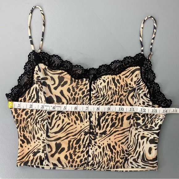 Princess Polly animal leopard print lace trim corset style lingerie top - Picture 7 of 10